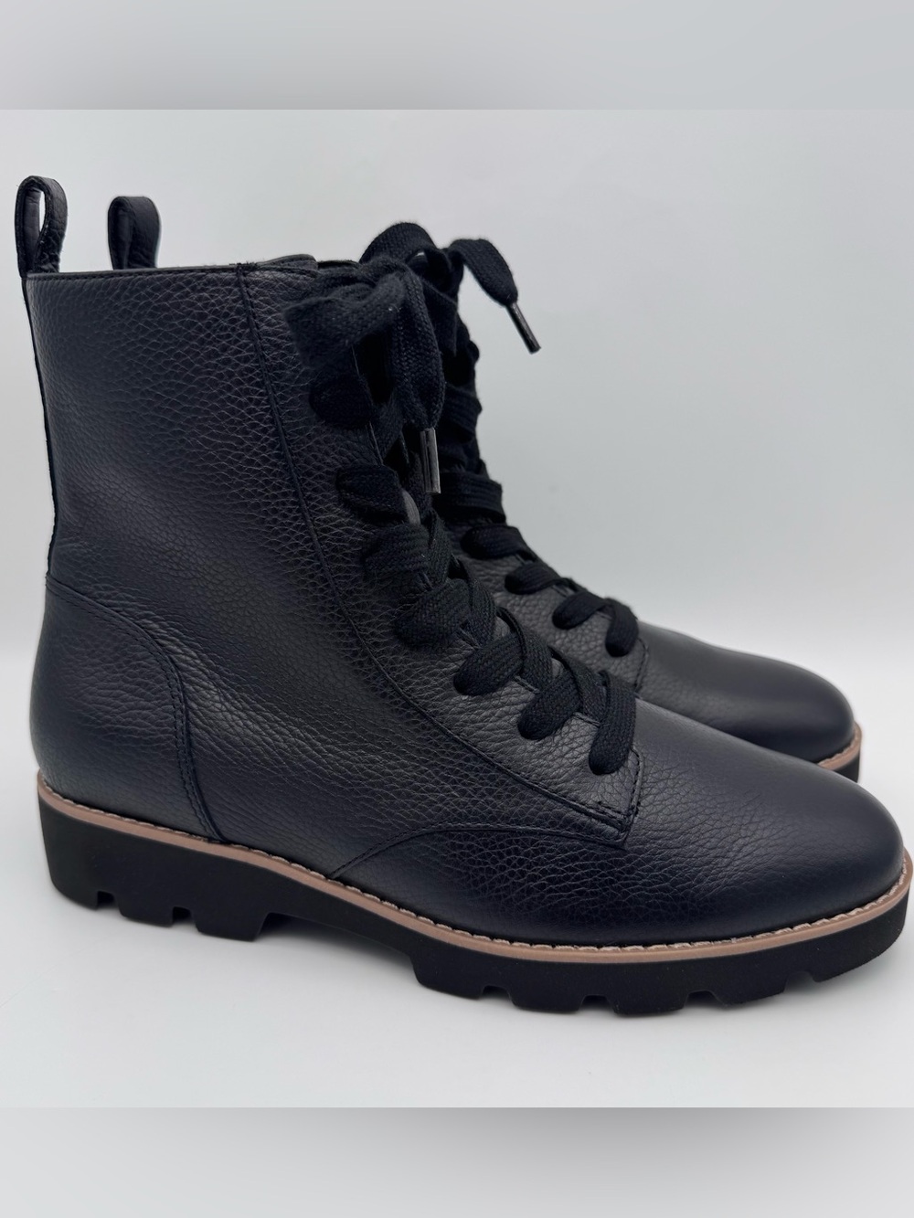 Vionic Lani Waterproof Combat Boots Black Women's Size 6.5 Lug Sole Comfort